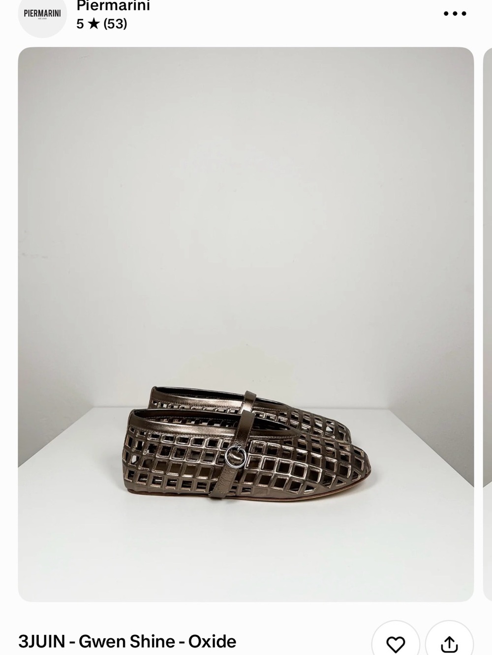 NWT 3JUIN Gwen Shine Mary Jane Flats Oxide Metallic Size 40 Made in Italy